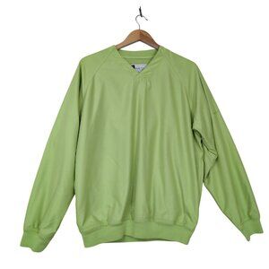 Raes Creek Pullover Windbreaker Womens M Green Golf Vented V-Neck Long Sleeve